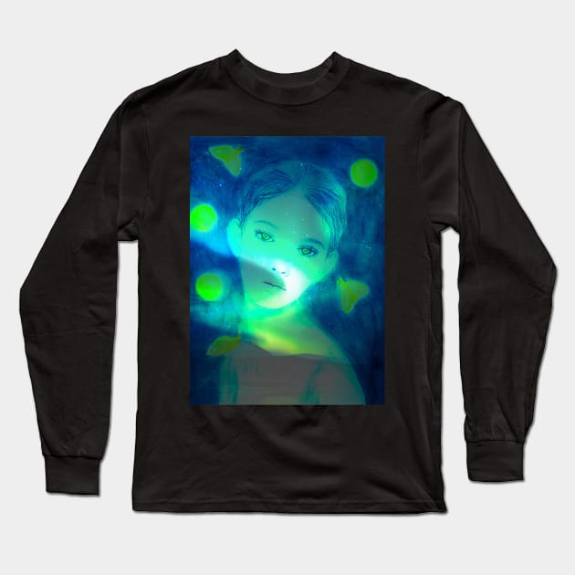 Moth Girl Long Sleeve T-Shirt by teenamarie23art